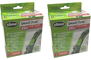 SLIME SELF HEALING INNER TUBES Slime Smart Tube 26" x 1.75-2.125 Self Healing Bike Inner Tubes - Schrader Valve (Pair)