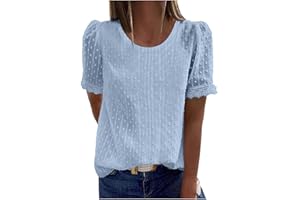 AMhomely Summer Tops for Women UK Chiffon Blouse Casual T-Shirt Rounk Neck Short Sleeve Lace Blouse Solid Color Loose Pullover Tops Elegant Tunic Tops Ladies Henley T-Shirt Basic Tops