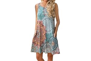ABYOVRT Abravo Mujer Vestido Camiseta Estampado Floral Manga Larga Vestido Casual Corto Playa con un Bolsillo