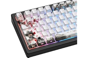 COSTOM Womier PBT-Tastenkappen-Set mit 130 Tasten, benutzerdefinierte weiße japanische Tastatur, doppelseitig bedruckt, durchscheinende Tastenkappen, 60, 65, 75, 100 Prozent, Kirschprofil, Kirschblüte