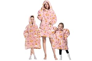 Adisputent Couverture à Manches Sweat à Capuche Surdimensionnée pour Femme Homme, Pull Plaids à Manches en Polaire,Couverture Canape TV Hiver avec Poches Portable,Taille Unique