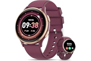 HASAKEI Smartwatch Donna, 1.27" Orologio Smartwatch con Chiamate Bluetooth 2 Cinturini 400+ Quadranti, Monitor del Periodo/Sonno/Indice UV, 70+ Sport IP68 Impermeabile Smart Watch iOS Android Borgogna