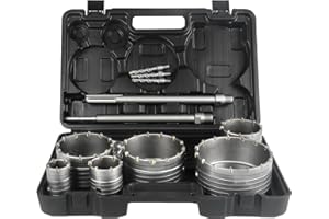 Kit de Scie Cloche à Béton BINOTA, Forets Circulaires, Scie Cloche pour Béton, Ciment, Mur de Briques, Pierre, Maçonnerie, 40, 55, 80, 100, 110 et 130 mm