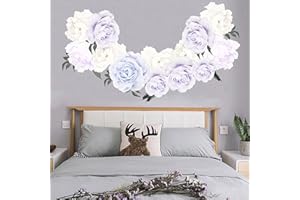 astylishome Wall Stickers Living Room Purple Flower Peony Art PVC Removable for Bedroom Home Bathroom Decoration Self Adhesive Peel and Stick Walls Sticker 1304