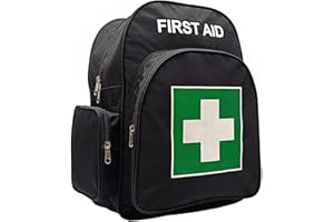 JIPEMTRA Red Emergency Backpack First Aid Bag Empty Medical First Aid Back Pack Treatment First Responder Trauma Bag for Hiking Camping Daycare Vacation Outdoors Pet Dog Cat Travel Road Trip (Black lb)