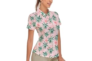 Soneven Deportiva Polo Mujer Manga Corta Blusa a Cuadros 1/4 Cremallera Transpirable Secado Rápido para Golf Tenis Ocio