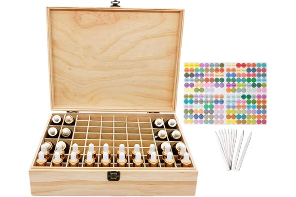 CHSEEA 68 Trous Boîte Huile Essentielle Aromathérapie Huiles Essentielles Organiseur Coque Rangement Coffret en Bois Boîte de Stockage Étui de Transport pour Voyage et Présentation #3