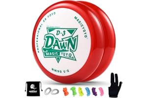 SHUNGRU Looping JoJo D3 Dawn, Responsive JoJo für Kinder Anfänger, Professionelles Kinder JoJo, 2A Trick JoJo D3 mit 6 Saiten + Jo jo Handschuh + 2 Abstandshalter + Jo-jo Tasche - Rot