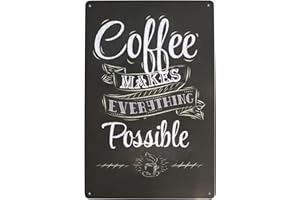 Hioni Coffee Makes Everything Possible, Pancarte en Métal Panneau Poster Plaque Métallique Slogan Art Décor Vintage Pr Bar Café Pub