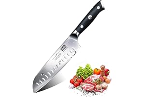 SHAN ZU Cuchillo Santoku, Cuchillo Japones, Cuchillo Chef, Cuchillo de Cocinero de Acero Inoxidable Alemán 1.4116, Mango de Madera Pakka