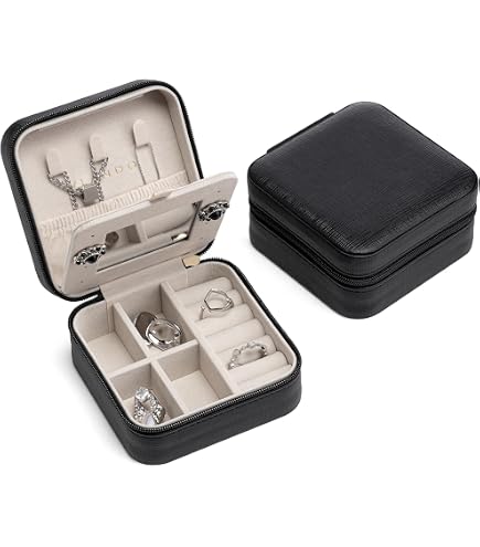 Boîte à Bijoux De Voyage Vlando - Petite, Élégante Et Spacieuse Pour Boucles D'Oreilles, Colliers Et Bagues - Idéal Cadeau Femme