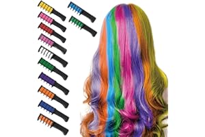 DQIUNAX 12 Stück Haarkreide Für Mädchen, 10 Auswaschbare Farben, Temporäre Haarfarbe Für Kinder, Ideal Für Cosplay Und Partys, Einfache Anwendung Und Entfernung Mit Wasser