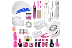 Acol Kit Ricostruzione Unghie Gel Professionale Completo: Lampada LED UV 48W, Fresa, Aspiratore, Lampada LED 48W , Accessori per Nail Art Completi