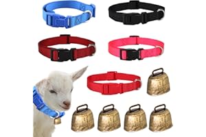 5 Stück Ziegen Halsbänder mit Glöckchen: HOMURY Verstellbare Ziegen Halsbänder, Vintage Mini Kuhglocke Ziegenglocke, Anti-Verlust, Ziegenhalsband mit Glocken für Kleine Nutztiere, Bunte