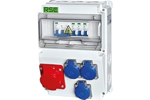 RSE Distributore di corrente da parete, completamente cablato, 32 A, 16 A, 230 V, con contatore CEE IP65, 2,1 x 16a 3 x 230 V, con LS