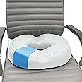 Sleepsia Cool Gel Memory Foam Donut Pillow for Tailbone Pain (1 Year Warranty) Hemorrhoids, Lower Back Support | Orthopedic Ring Cushion for Office Chair, Car Seat, Piles Relief (Grey, Memory Foam)