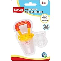 LuvLap Silicone Food/Fruit Nibbler with Extra Mesh, Soft Pacifier/Feeder, Teether for Infant Baby, Infant, Joystar Yellow, BP