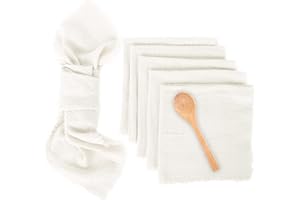ELBOURN Cloth Napkins Set of 6 Cotton White, Table Cloth Napkins, Cloth Napkins 42 x 42 cm Cotton Napkins for Dinner, Daily Use, Wedding & Parties