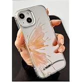 Go Accessory Iphone 13-14 - 15 Compatible Mirrored Gold Butterfly Model Silicone Case - Goldkelebek
