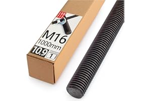 Barra Filettata M16x1000 mm, 1 pezzi, Asta Filettata Acciaio 10.9 DIN 976, Barre Filettate Metrica, Perni Filettati, Filetto Asta Metrica, Bulloni Filettati per Montaggio Industriale, Lun Fix