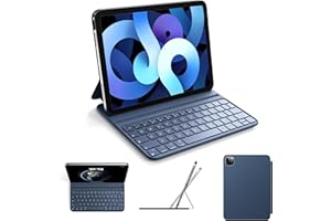 HOU Tastiera Bluetooth per iPad Air 6a/5a/4a/Pro 11, Air 11 Pollici(M3/M2, 2025/2024), Custodia in Ecopelle con Tastiera, Angolo Ergonomico, Disposizione ltaliana, Blu