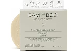 THE BAM&BOO TOOTHBRUSH Gel Champu Niños Hidrata y Protege 90gr - Champu Natural Sin Sulfatos Ni Parabenos PH Neutro - Avena y Almendras Dulces - Gel y Champu 2 en 1 Niños, Natural Vegano y Ecologico