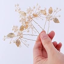 Haarnadeln Mit Blattgold & Kristallen – Brautschmuck, 8 Stück, Mit Perlen & Strass, Vintage Look