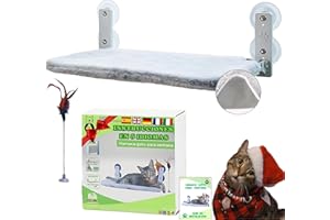 BECISPER - Hamac Chat Fenetre Pliable sans Câbles Lit pour Chat avec des Ventouses Stables Tapis réversible avec Jouet Inclus Code QR avec Instructions et vidéo de Montage.