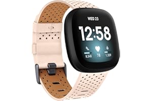 Yisica Cuir Bracelets Compatibles avec Fitbit Versa 3 / Fitbit Sense, Bracelets de Remplacement en Cuir Véritable Compatibles avec Fitbit Versa 3, Femmes Hommes