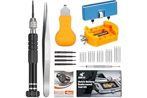 Jorest Zestaw do wymiany baterii zegarka, śrubokręt do naprawy zegarków, narzędzie do otwierania zegarków, wymiana paska zegarka, narzędzie do zdejmowania dekielków zegarków, otwieracz kopert