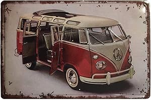 BOEMY Chapa Decorativa Vintage Volkswagen Bulli. Placa/Cartel de Pared de Metal de Furgoneta Volkswagen Bulli para Garage, Taller, Casa o Bar. Medidas 20x30 cm.