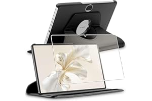 ebestStar - for Honor Pad 9 Case, Cover 360 Rotating Protection, PU Leather, Black + Glass Screen Protector