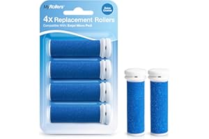 MY ROLLERS 4 x Extra Coarse Blue Replacement Rollers Compatible with Emjoi Micro Pedi - Electric Foot File Roller Heads for Rough, Dry and Callused Feet