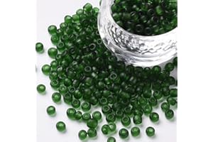 Handicraft Emporium 8/0 Frosted Round Glass Seed Beads | 4mm | Green