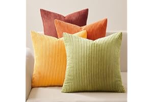 Topfinel copricuscino divano 50x50 cm Grigio Set di 4 copricuscini in velluto a coste Copricuscino per divano Cuscino Deco per divano Camera da letto Soggiorno Bambini Soffice Gradiente Giallo-arancio