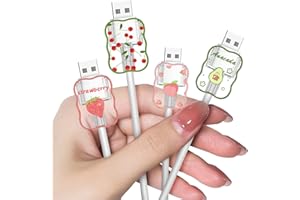 DIYGODY Protector de Cables con un Bonito Diseño de Frutas para el Cargador del Samsung & Android, Lindo Ahorrador de Cable Cargador USB para Líneas de Datos de Móviles [4 Piezas]