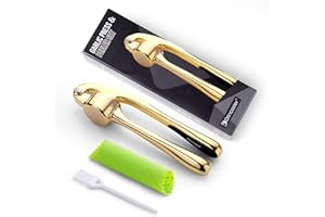 Drincarier Premium-Knoblauchpresse, professioneller Knoblauchwolf, leicht zu drücken und zu reinigen, rostfrei und spülmaschinenfest, effizienter Ingwer-Crusher - Gold