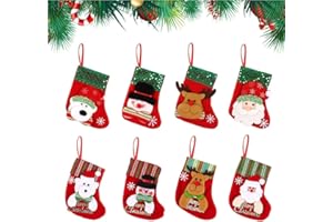 Belugsin 8 Piezas Calcetines de Santa Medias de Navidad Christmas Stocking Calcetines Decoración Navideña Caramelo Regalo Bolsa Calcetín de Navidad para Chimenea Árbol de Navidad
