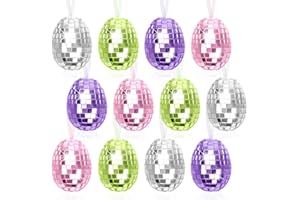 Sprinlot Dekoracja pisanek wielkanocnych, 12 sztuk jajek wielkanocnych do zawieszenia, jajka dekoracyjne z brokatem, dekoracja do ogrodu, dekoracja wielkanocna, kolorowe jajka wielkanocne