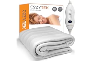 Cozytek Double Electric Blanket 135 x 120cm, Soft Polyester Electric Blanket Fitted Underblanket Mattress Cover, 3x Heat Settings, 1x Controller and Machine Washable Heated Blanket