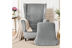 ‎MINGFUXIN Mingfuxin Ohrensessel Überzug, 2-Teiliges Set Stretch Ohrensessel Kissen Sofa Schonbezüge, Samt Sessel-Überwürfe Flügel zurück Sesselbezüge Möbelschutz für Wohnzimmer Schlafzimmer Hotel