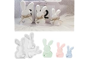 ‎WISIRENT 3 Stück Silikonformen Gießformen Osterhase WISIRENT, Silikonform Osterhase mit Herz Silikonform Hase Bogen, Silikonform Kerzenhalter Kaninchen Silikon Gießform Hase für Bastelarbeiten,Gips, Diy Kerzen
