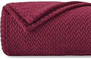 Homebliss Kuscheldecke 150 x 200 cm Flauschig Fleecedecke,Decke Couch Blanket,Super Weiche Fleecedecke als Sofaüberwurf-oder Bettüberwurf,Tagesdecke - Bordeaux