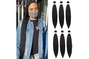 CHRAYLEND Pre-Stretched Braiding Hair Easy Braid Professional Itch- Synthetic Fibre Crochet Braids Yaki Texture Hair Extensions 6 Packs Braid Hair (20 Inch(Pack of 6), 1B#)