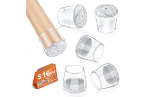 BAIPOK 16 Piezas Protectores de Silla, Fundas de Silicona para Piernas de Silla con Fieltro Envuelto, Almohadillas Protectoras para Pies de Muebles