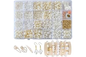 BOMULEZG Perlas Blancas Para Hacer Pulseras Perla Blanca Con Agujero Perlas Sintéticas Moldeadas Perlas Artificiales Irregulares Con Perlas Espaciadoras Para Hacer Pulseras Joyas Collares Pendientes