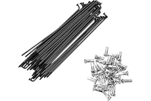 A ABSOPRO Lot de 36 Rayons de Vélo 14G en Acier 45 Noir avec 36 écrous pour Roues de VTT