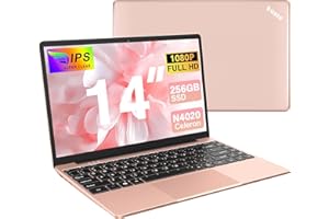 BVATE Ordenador Portátil 14" Pulgadas hasta 2,8 GHz Celeron 256GB SSD PC Portátil Soporta 1TB SSD Expansión con Ratón Inalámbrico para Trabajo-Estudio-Aprendizaje 1920 x 1080, BT4.2, USBx 2，5G WiFi-Oro