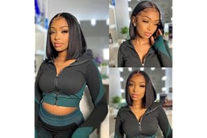 ZEALADY U Part Wig Human Hair Glueless Bob Wigs For Black Women Human Hair Wig Short Bob Glueless Wig Human Hair 10inch Straight Human Hair Wig 2 X 4 U Part Wig Brazilian Hair 150% Density