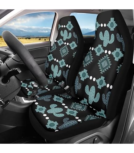 Belidome – 2 Coprisedili Anteriori Universali In Poliestere, Design Floreale Astratto Hippie, Per Auto, SUV, Furgoni E Camion